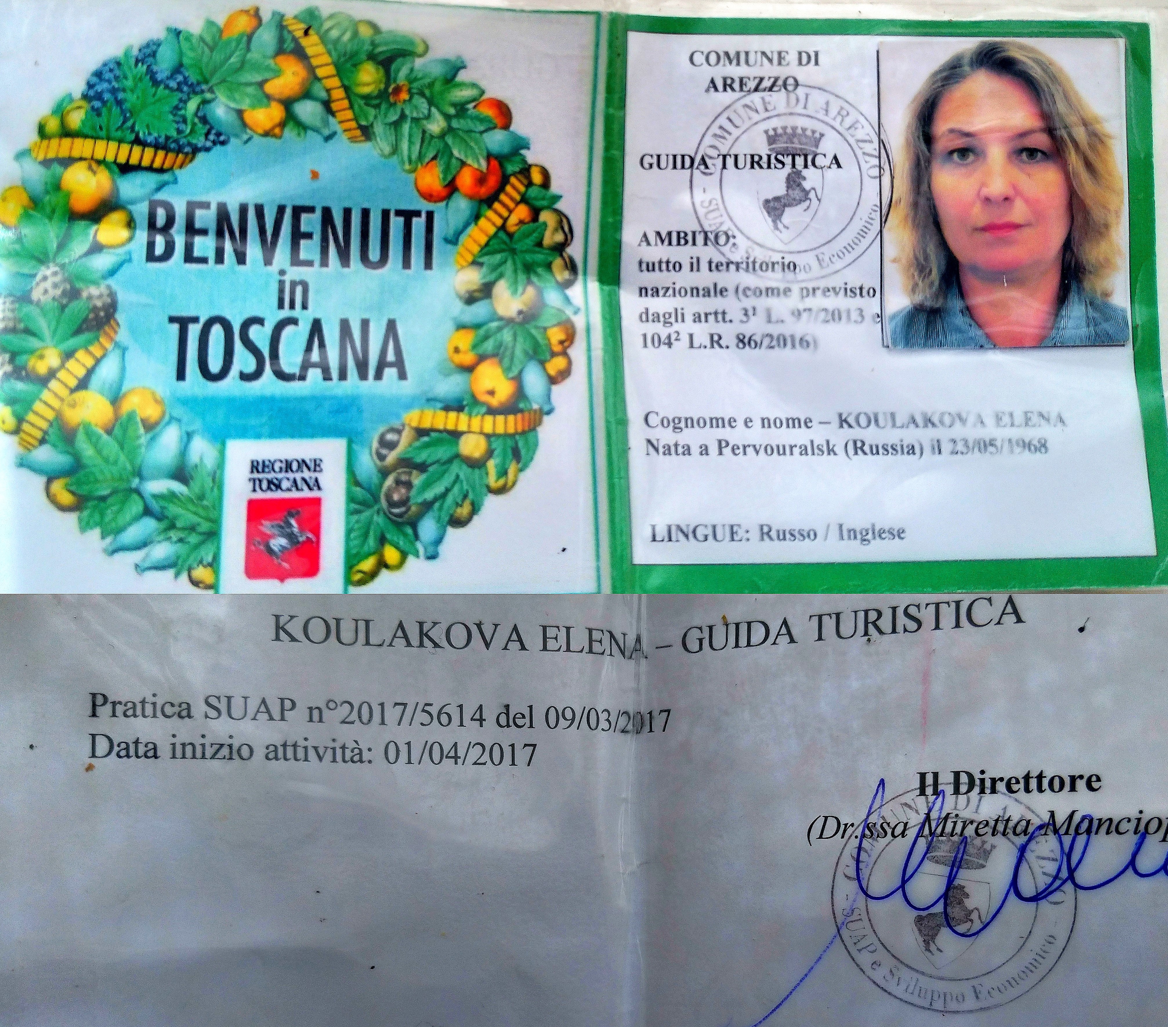 Tesserino guida turistica abilitata — Provincia di Arezzo